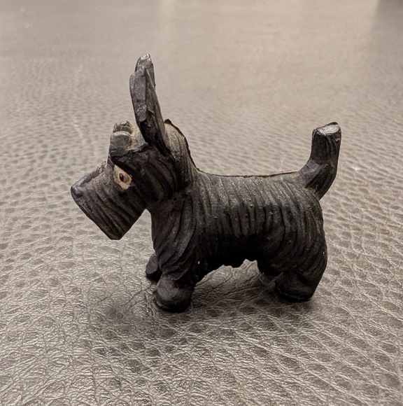 MCM Wood Carved Schnauzer Scotty Dogs Carving Figurine Mid Century 60s Lot Of 2 - Picture 10 of 14